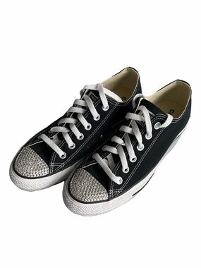 Converse Black Canvas Low Top Sneakers with Swarovski Crystal Toe Caps